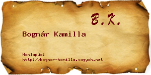 Bognár Kamilla névjegykártya